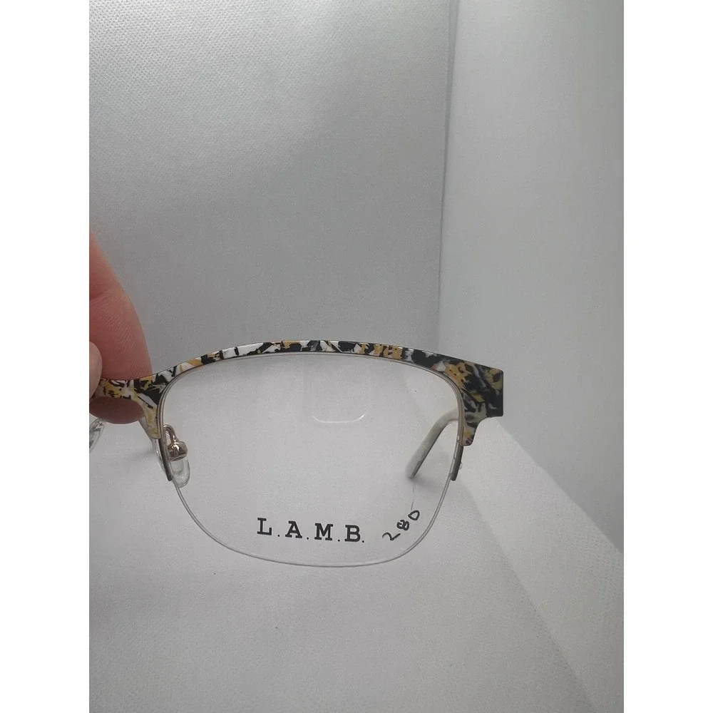 L.A.M.B. LA091 Designer Eyeglasses Frames Gold Stainless Steel Unique Pattern‎